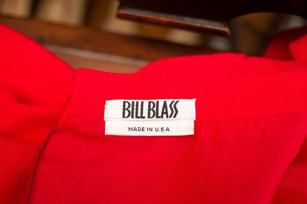 Women's Bill Blass Elegant Red Wool Dress For Sale
