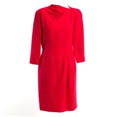 Bill Blass Elegant Red Wool Dress
