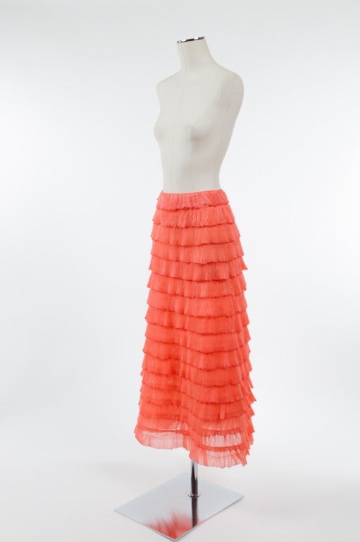 Red Valentino Silk Chiffon Multi-Layered Plisse Skirt For Sale
