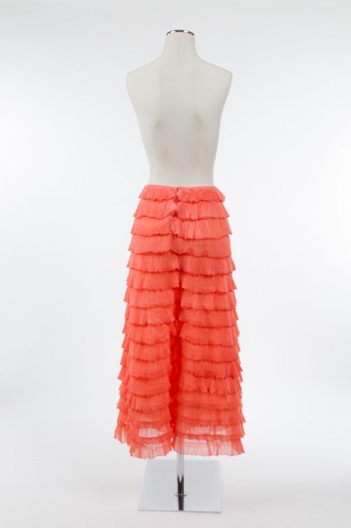 Valentino Silk Chiffon Multi-Layered Plisse Skirt In Excellent Condition For Sale In San Francisco, CA