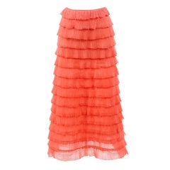 Valentino Silk Chiffon Multi-Layered Plisse Skirt