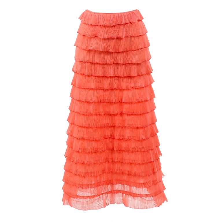 Valentino Silk Chiffon Multi-Layered Plisse Skirt For Sale