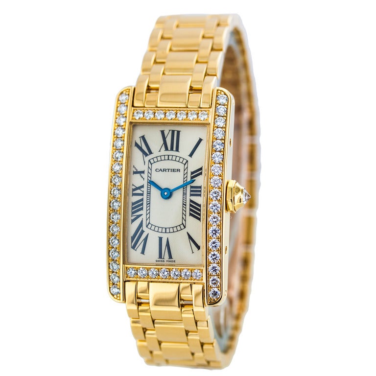 Cartier Lady's Yellow Gold and Diamonds Tank Americane Watch