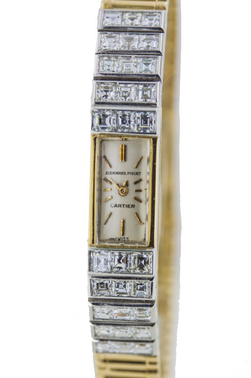 Audemars Piguet and Cartier gold and diamond bracelet watch 2