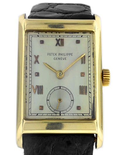 Men's Patek Philippe Yellow Gold Rectangular Wristwatch