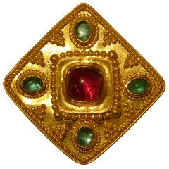 BESSIE JAMIESON Rubellite and Emerald Pin