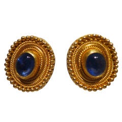 BESSIE JAMIESON Oval Sapphire Cabochon Earrings