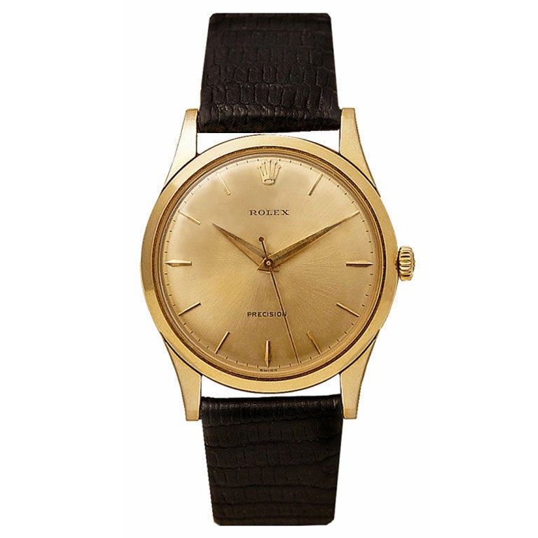 ROLEX Yellow Gold Precision Wristwatch with Center Seconds circa 1959