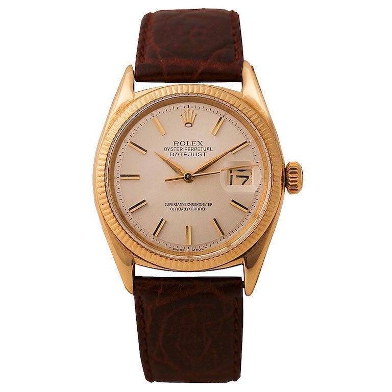 ROLEX Yellow Gold Oyster Perpetual Datejust Wristwatch For Sale