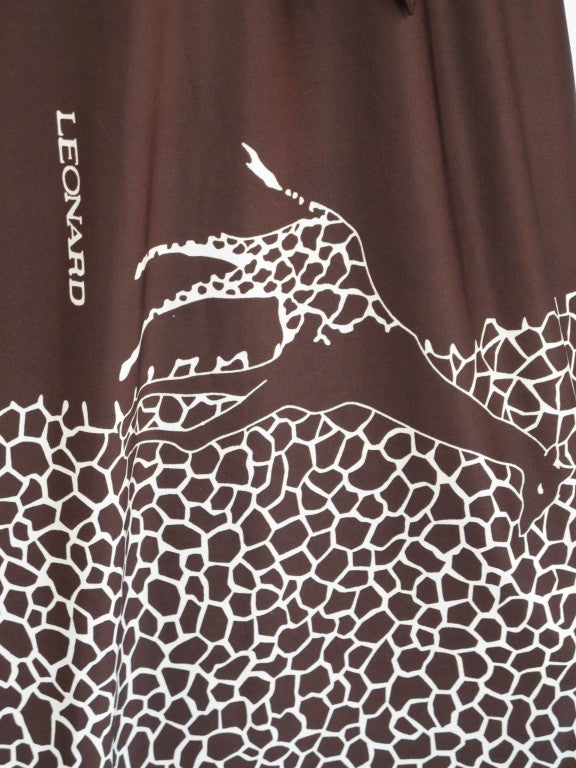 1970s Leonard of Paris Giraffe Motif Dress 3