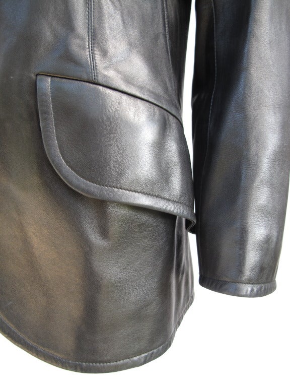 1990 Yves Saint Laurent Haute Couture Leather Jacket #076024 In Excellent Condition In Studio City, CA