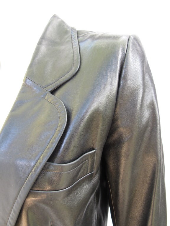 Women's 1990 Yves Saint Laurent Haute Couture Leather Jacket #076024