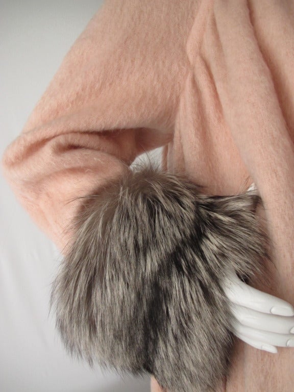 Brown Christian Lacroix Haute Couture Mohair Coat w/Fox Fur Trim For Sale