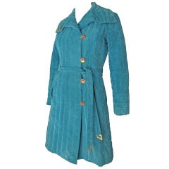 Vintage 1970s Gucci Suede Belted Coat w/Enameled Horsebit Buttons