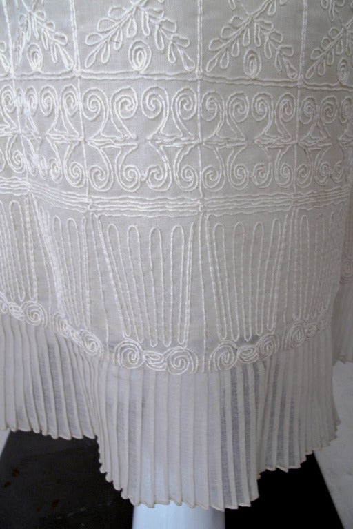 1970s Pat Sandler Embroidered Tea Gown or Wedding Gown 1