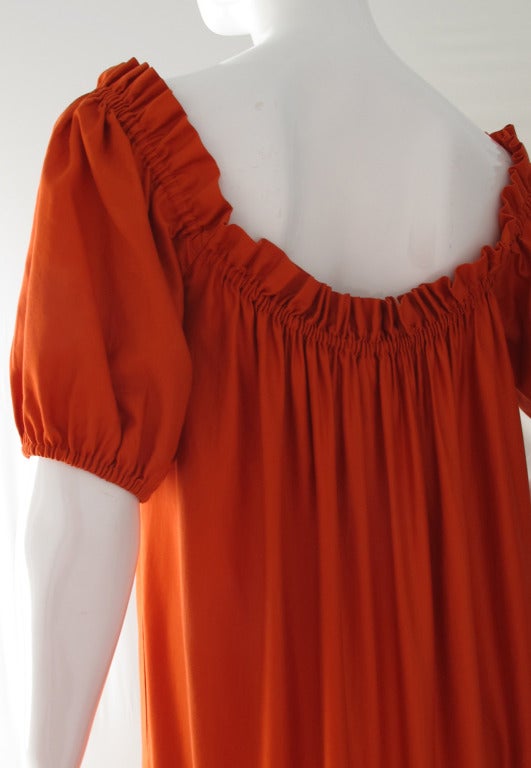 Yves Saint Laurent Floor Length Peasant Dress w/Tiered Hem & Train In Good Condition In Studio City, CA