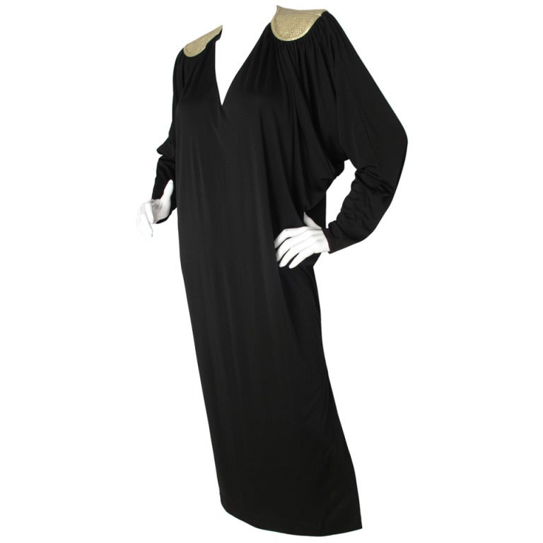 1970s Bill Tice Black Caftan w/Batwing Sleeves