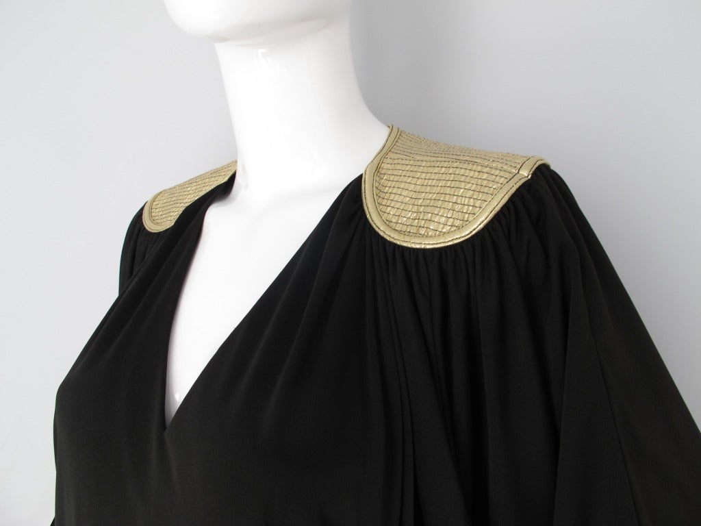 Women's 1970s Bill Tice Black Caftan w/Batwing Sleeves