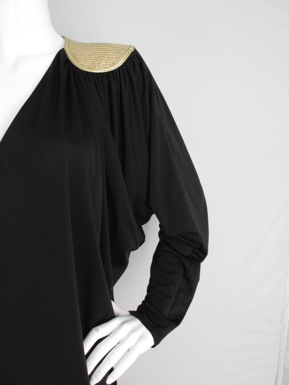 1970s Bill Tice Black Caftan w/Batwing Sleeves In Excellent Condition In Studio City, CA