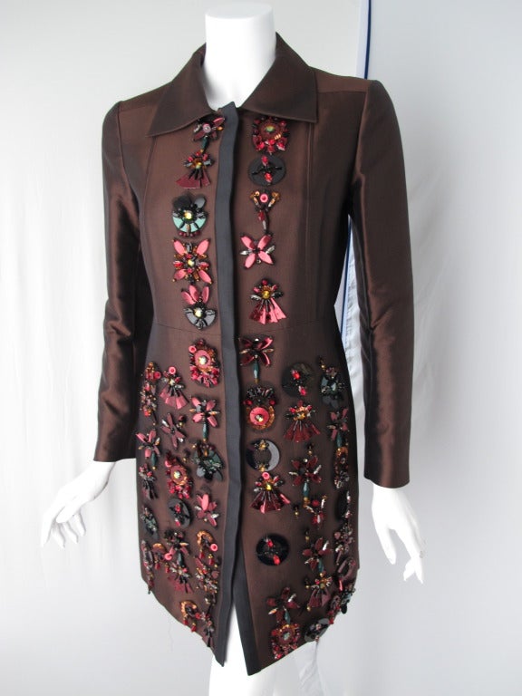 2005 Prada Coat w/Jeweled, Sequined and Tulle-Backed Appliques at 