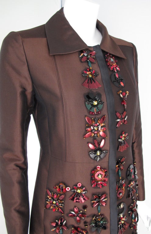 prada brown sequin coat