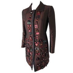 2005 Prada Coat w/Jeweled, Sequined & Tulle-Backed Appliques