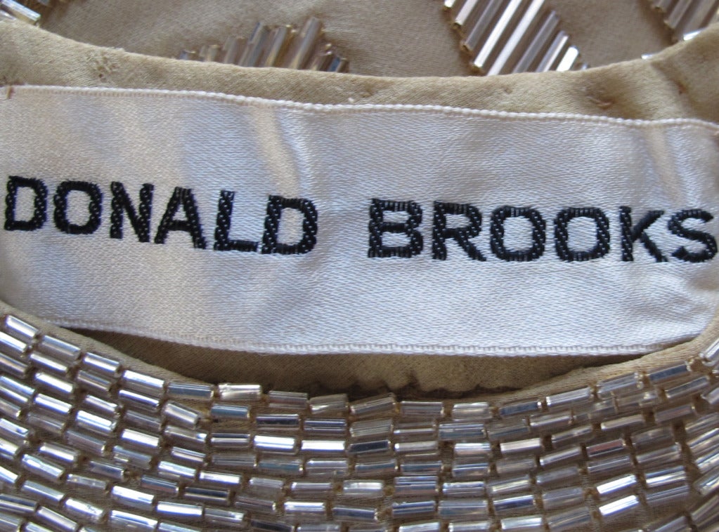 1960s Donald Brooks Silk Chiffon Beaded Cocktail Dress in Chevron Pattern 1
