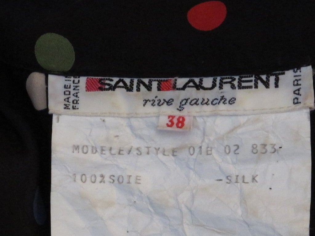 Women's Vintage Yves St. Laurent Polka Dot Short Sleeve Silk Dress Sz 38