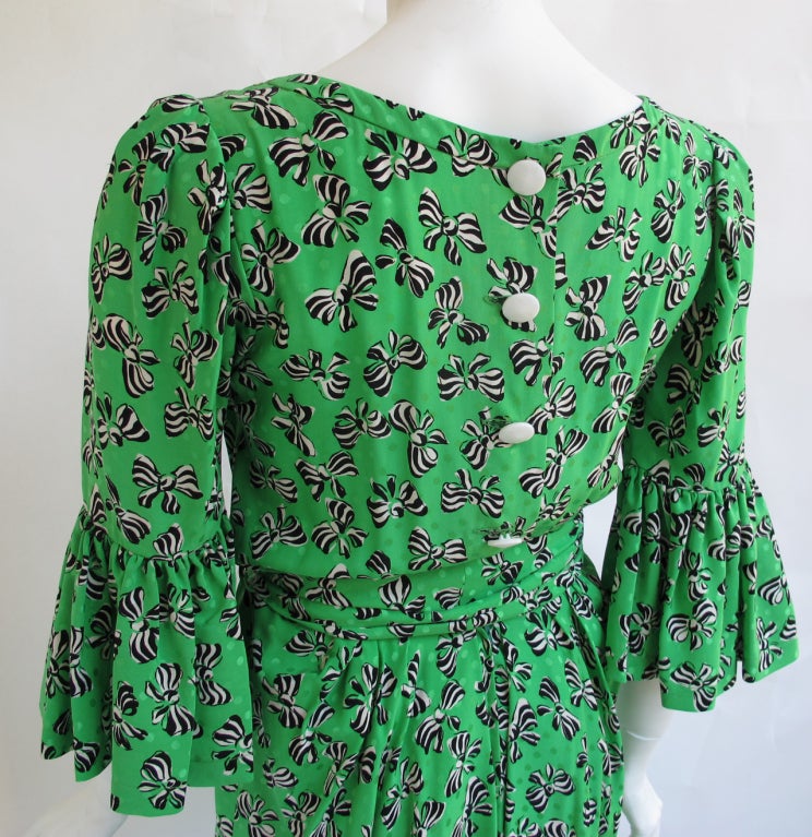 Vintage Yves Saint Laurent Silk Dress with Bow Pattern 2