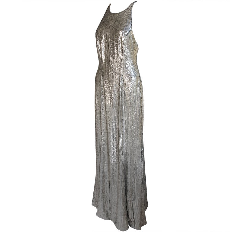 Lauren by Ralph Lauren Long-Sleeve Sequin Gown in Metallic | Lyst