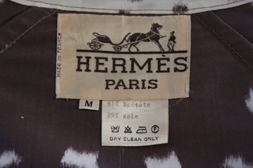 1970s Vintage Hermes Print Belted Coat Raincoat 3