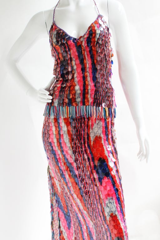 Missoni Multicolored Paillette Halter Top and Skirt Ensemble at 1stDibs