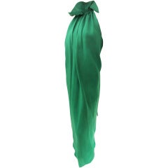 Vintage Bill Blass Green Linen Halter Dress Gown