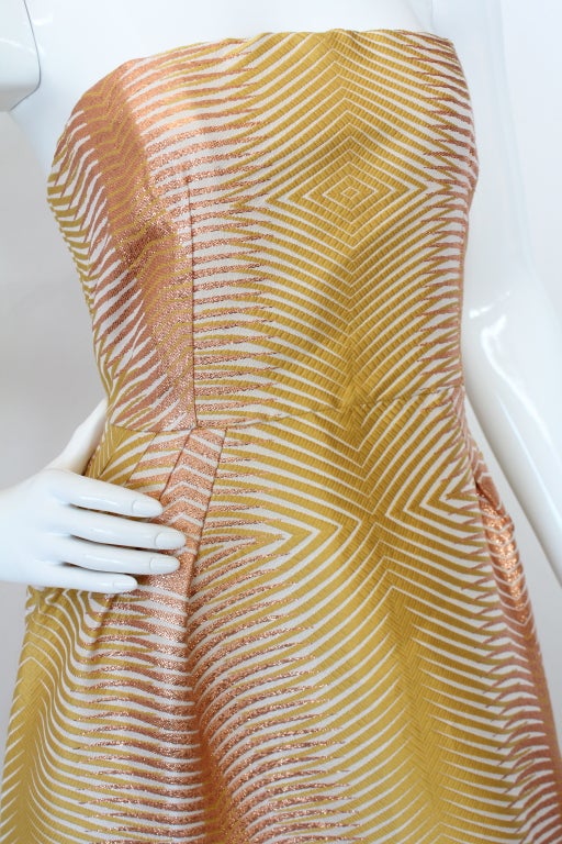 Missoni - Robe bustier en jacquard jaune et cuivre métallisé Excellent état - En vente à Studio City, CA