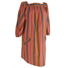 Vintage Yves Saint Laurent Candy Striped Cotton Tunic Dress