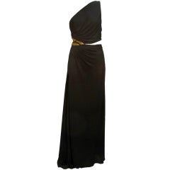 Vintage Geoffrey Beene One-Shoulder Evening Gown w/Sequin Detail