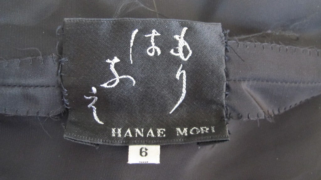 70s Hanae Mori Couture Op Art Chiffon Gown w/Asymmetric Shoulder 2
