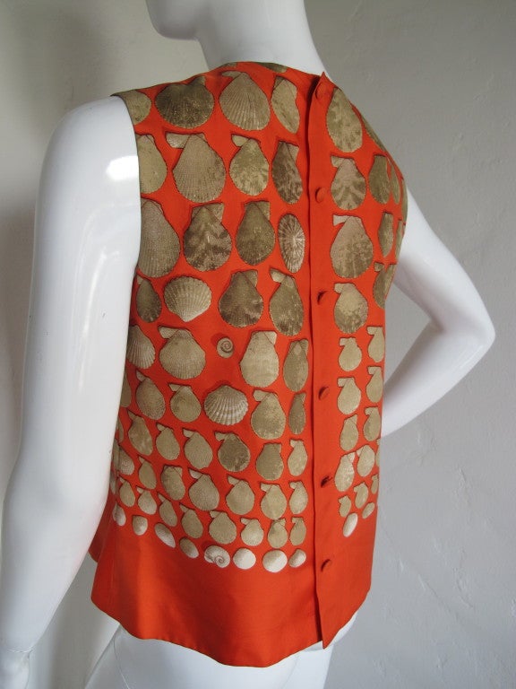 Hermes Silk Sleeveless Top with Seashell/Coquilles Pattern 1
