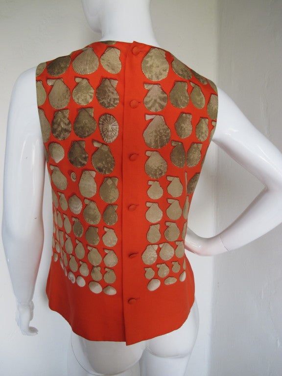 Hermes Silk Sleeveless Top with Seashell/Coquilles Pattern 2