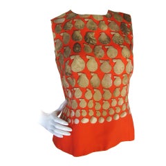 Hermes Silk Sleeveless Top with Seashell/Coquilles Pattern