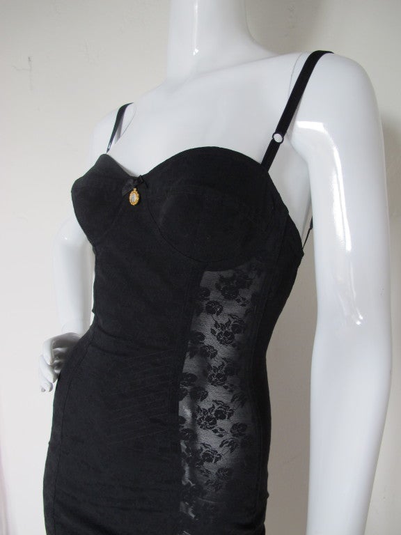 90s Dolce Gabbana Stretch Bustier Dress w/Medallion of Mary