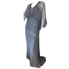 1970s Gina Fratini Ombre Silk Glitter Gown with Train 9