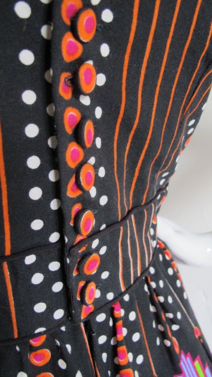 1972 Lanvin Maxi Dress Multicolored w/Geometric Pattern In Good Condition In Studio City, CA