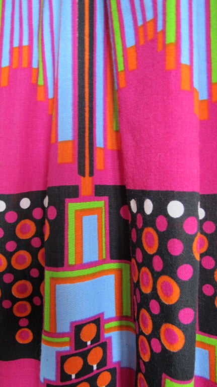 1972 Lanvin Maxi Dress Multicolored w/Geometric Pattern 1