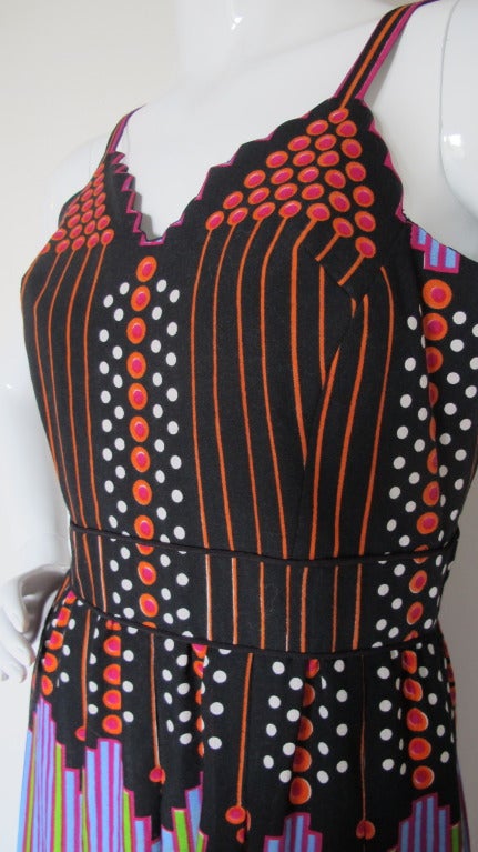 1972 Lanvin Maxi Dress Multicolored w/Geometric Pattern 2