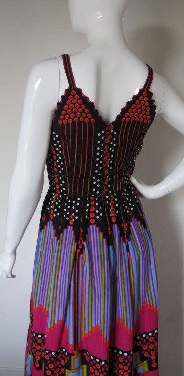 1972 Lanvin Maxi Dress Multicolored w/Geometric Pattern 3
