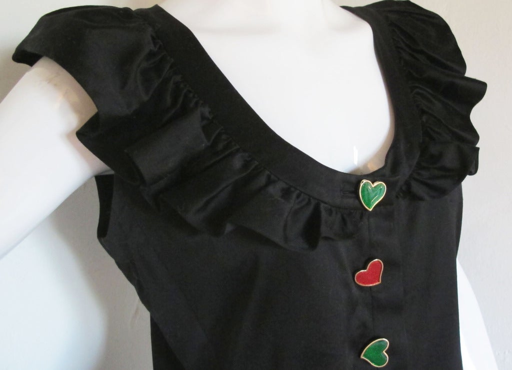 Women's Yves Saint Laurent Day Dress w/Enamel Heart Buttons