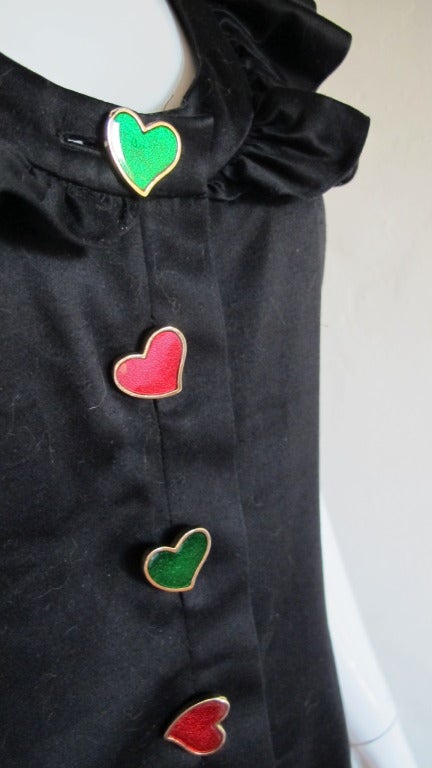Yves Saint Laurent Day Dress w/Enamel Heart Buttons 1