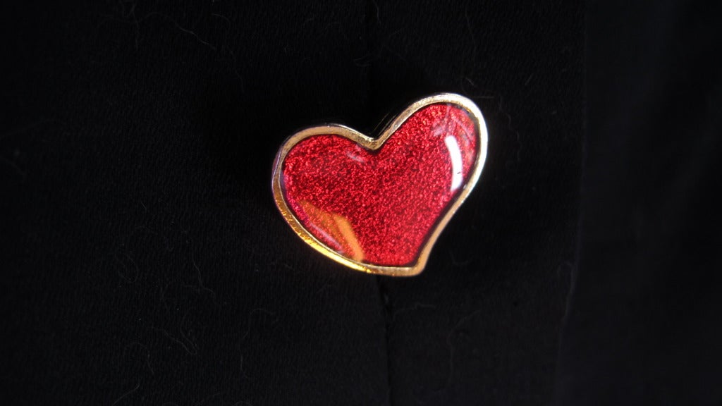 Yves Saint Laurent Day Dress w/Enamel Heart Buttons 3