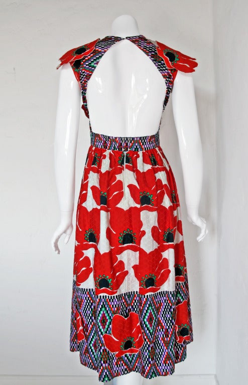 1960s Donald Brooks Summer Dress w/Applied Poppies In Good Condition In Studio City, CA